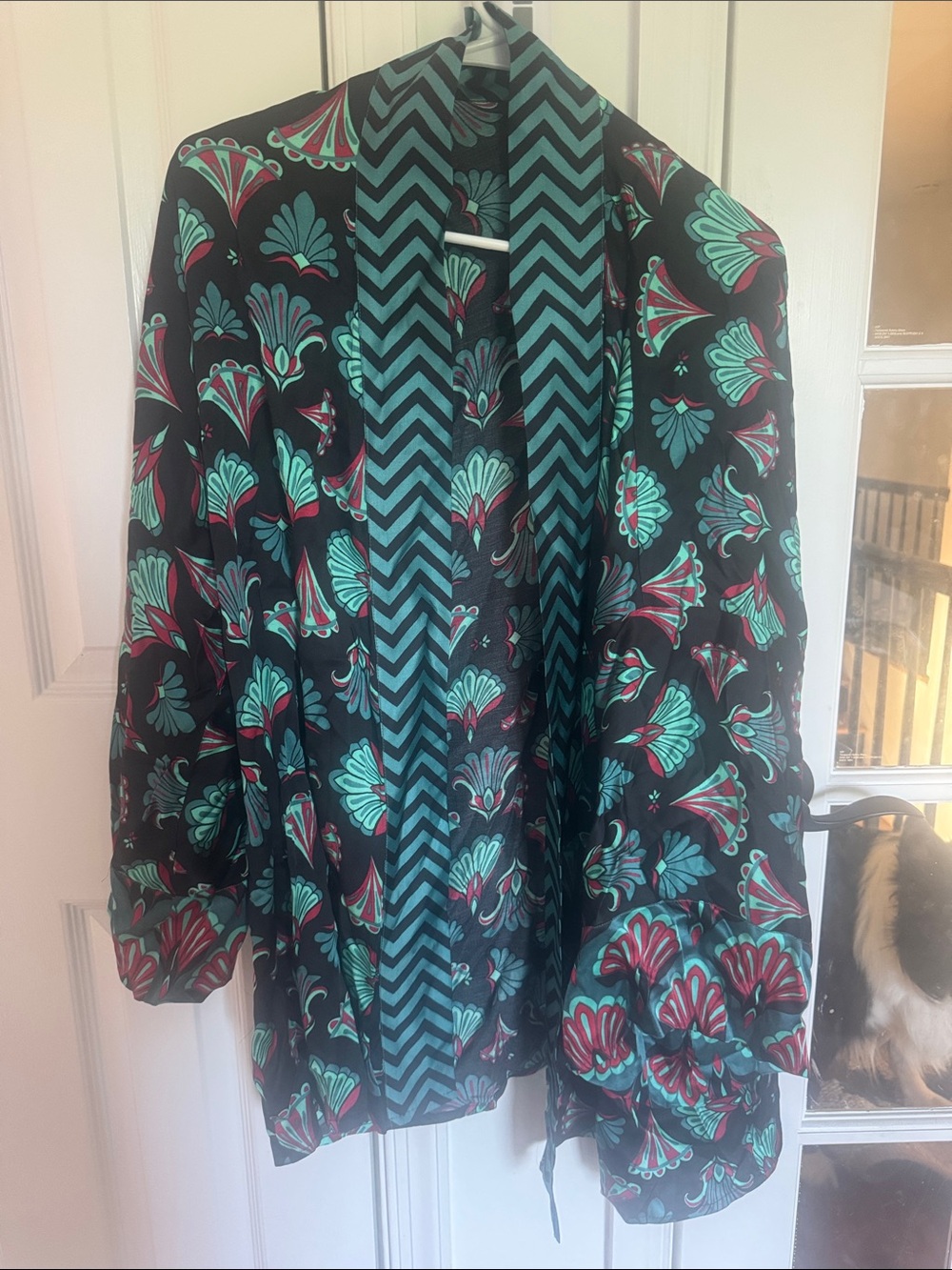 Printfresh Black Jacket with Teal and Magenta Floral Motif